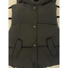 Zara Kids Black Puffer Vest Hooded Snap Front Pockets Size 4 5 Years