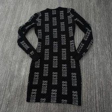 Guess Dress Women Knit Black All Over Logo Sweater Long Sleeve Medium 32.5x34