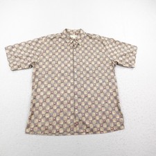Tori Richard Shirt Mens Large Beige Cotton Lawn Hawaiian Aloha Button Up Camp