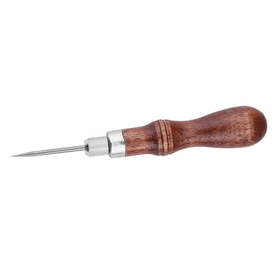 4 In 1 Wooden Handle Leather Stitching Sewing Awl DIY Leathercraft Hole Punc SET