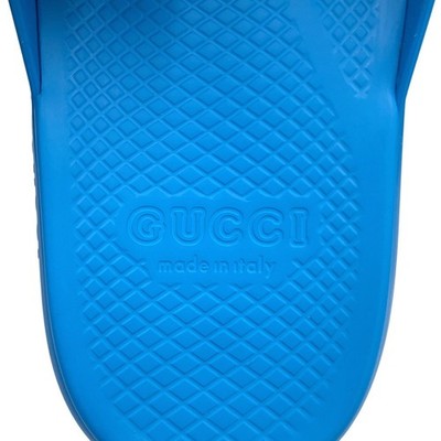 GUCCI Interlocking G Slide Sandals Size 9 Rubber Blue 780296 | eBay