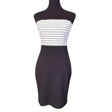 The Limited Black And White Striped Strapless Bodycon Mini Dress, Size Small