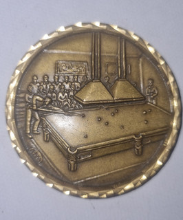 Large Brass Coloured Billiards/Snooker Themed Token/Medallion 5cm Uncertified