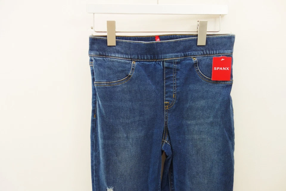 Spanx High Rise Distressed Denim Skinny Jean Jegging Medium wash Size (M) NWT! - Image 4 of 4