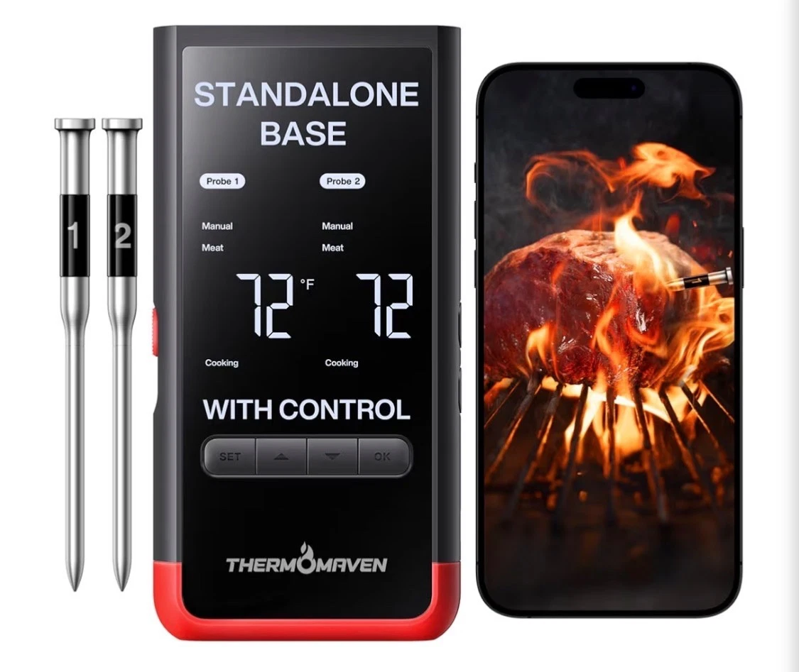 Smart Bluetooth Wireless Meat Thermometer: Standalone Base, WiFi Unlimited Range