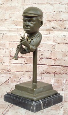 Afrikanischer Amerikanische Bronze Statue Jazz Horn Player Skulptur Geschenk