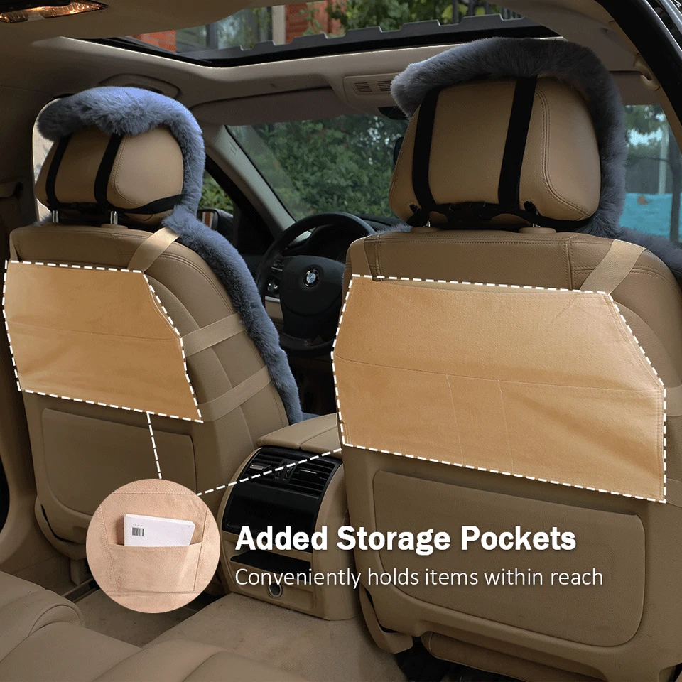 For Saab 9-3 Car Front 2 Seat Covers Sheepskin Warm Cushion Protector Pad Mat Foto 3 de 4