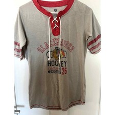 Chicago Blackhawks NHL Hockey T-Shirt Lace Up Neckline NHL Licensed