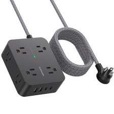 Power Strip Surge Protector 10ft Cord Flat Plug 8 Outlets 4 USB Ports