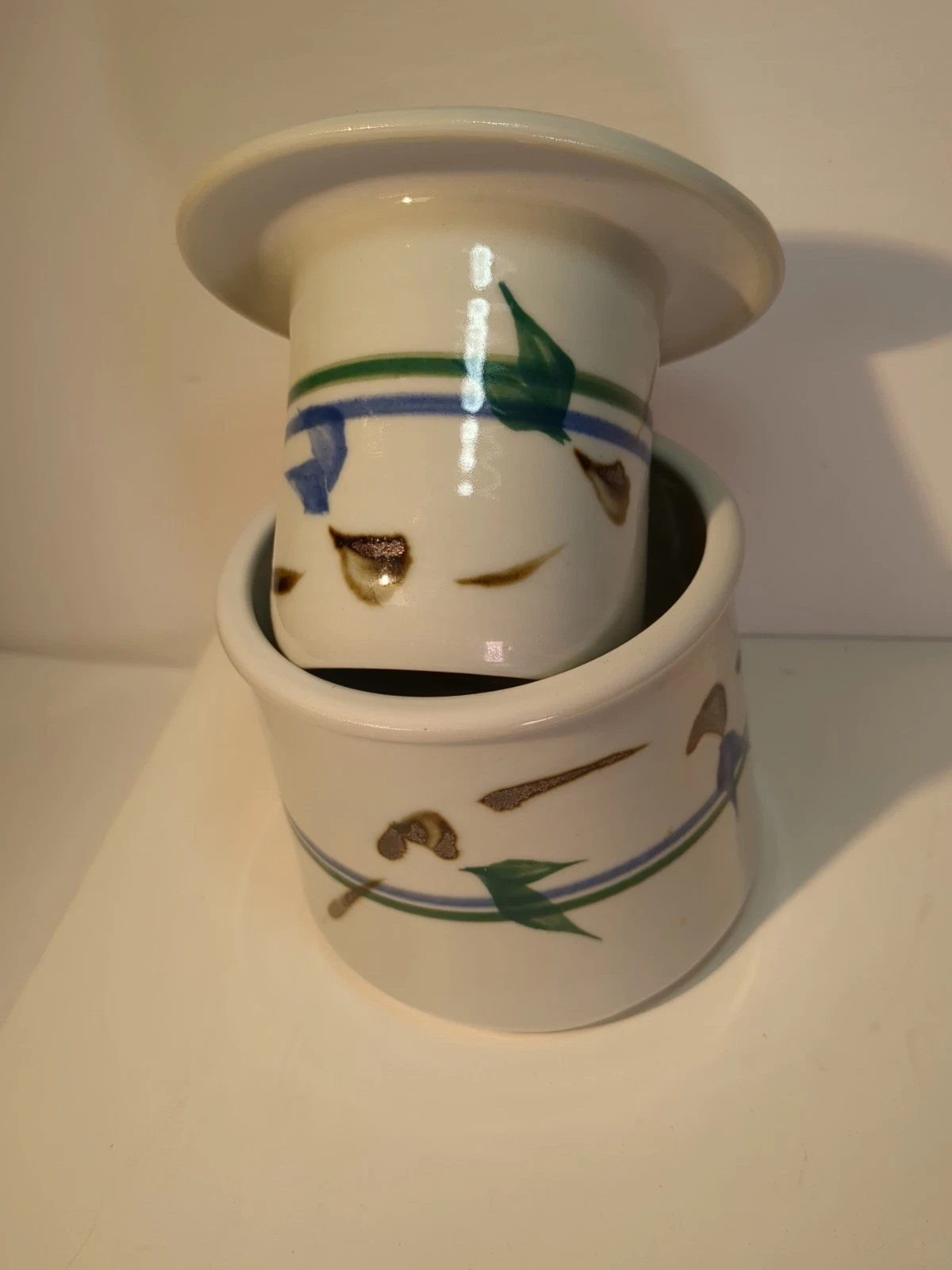 Pottery French Style BUTTER BELL Keeper Crock N. Carolina Outer Banks Signed