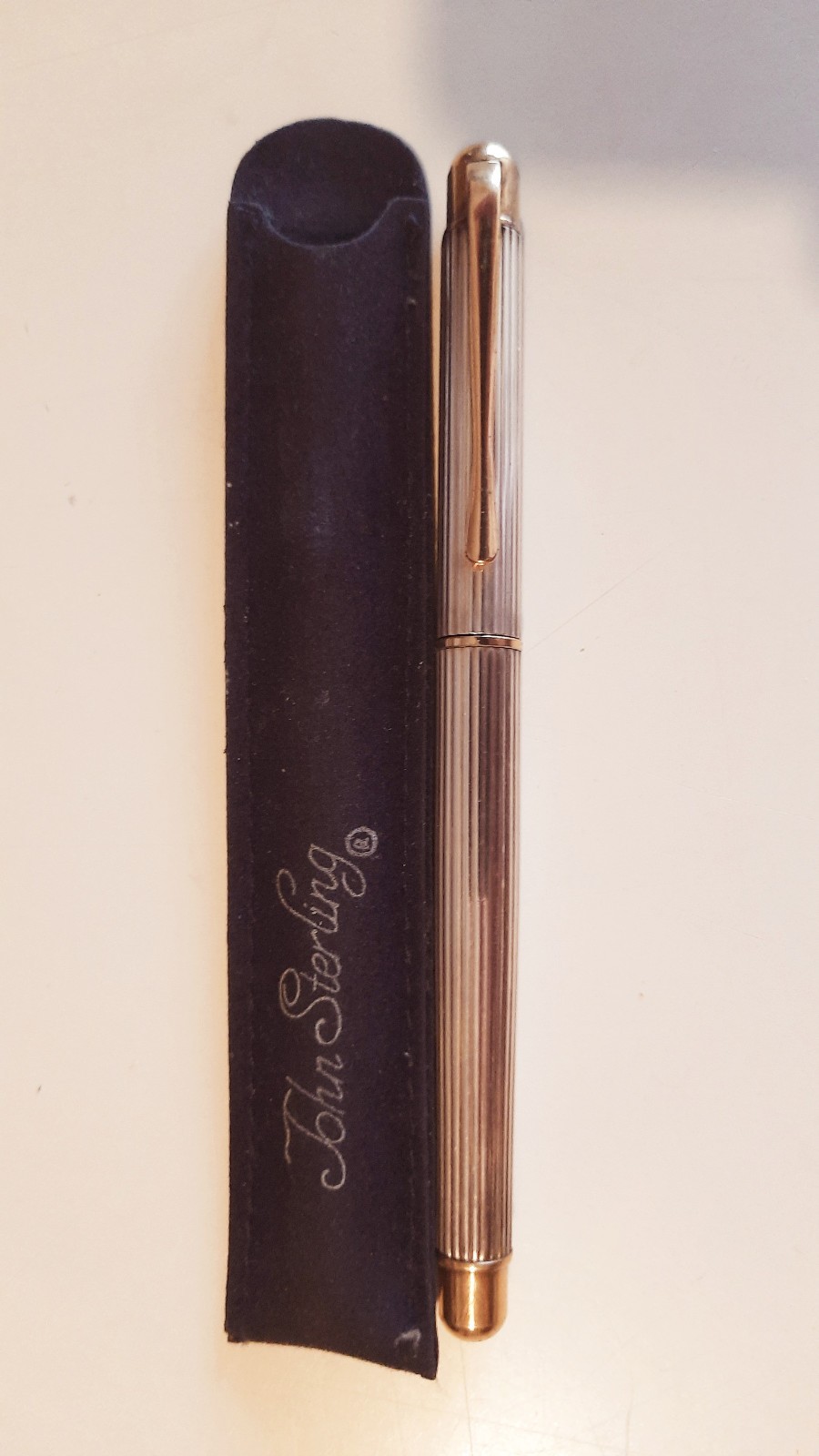 Rara penna stilografica vintage "Jhon Sterling" in argento massiccio 925