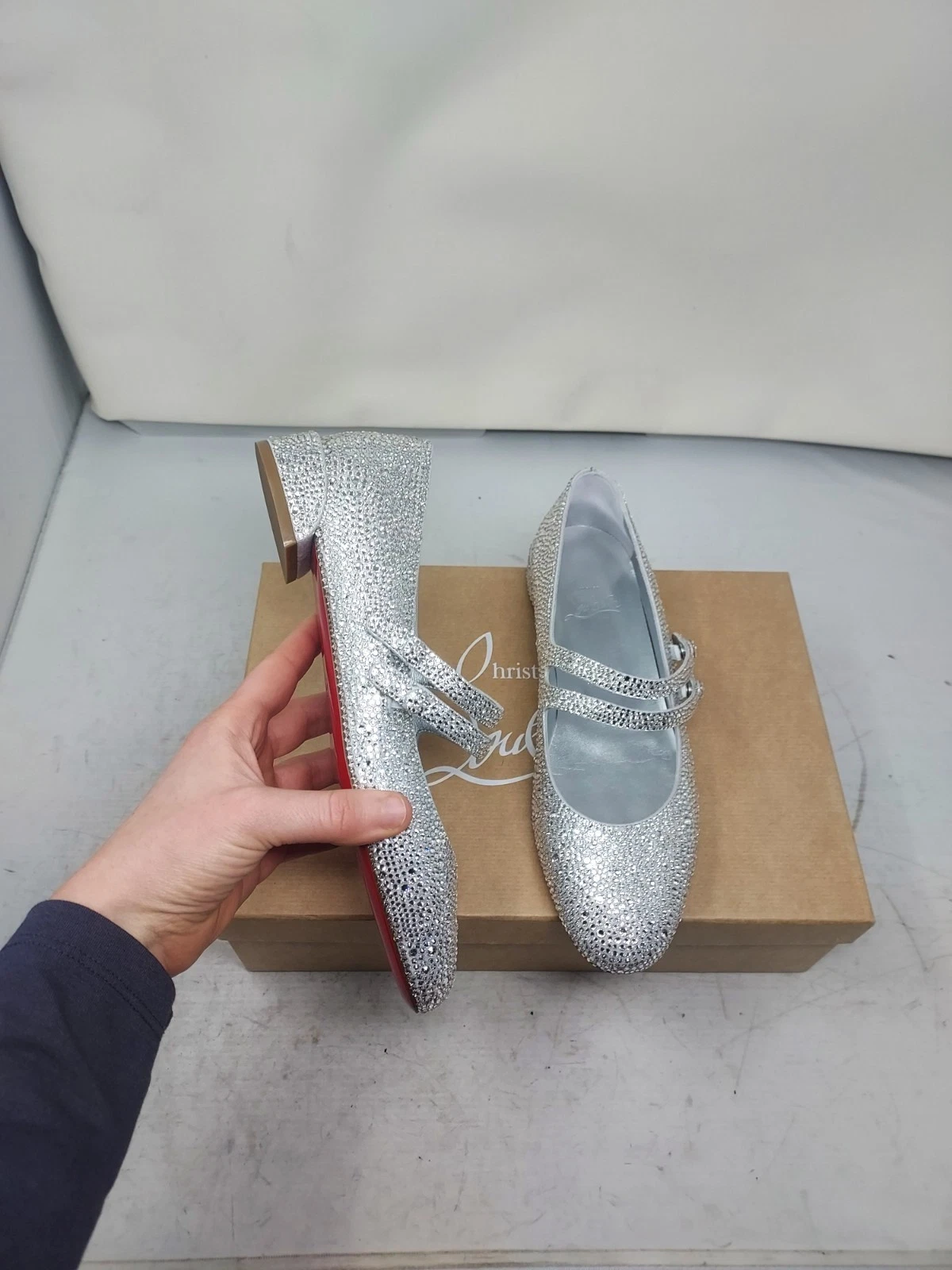 Christian Louboutin — Christian Louboutin EU 37 US 7 NEW Silver Sweet Jane Bridal Wedding Flat Shoe