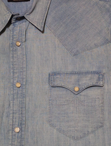 Vtg RRL Ralph Lauren Cotton Concho & Snap Boot Stitch Indigo Denim Shirt XXL - Picture 2 of 9
