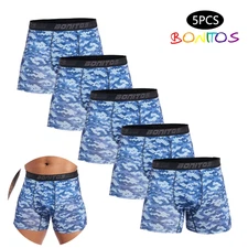 5PCS Men’s Cotton Boxer Briefs Underwear Set Soft Breathable Gym Shorts