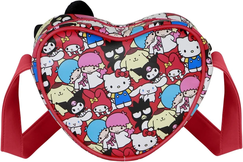 Sanrio Hello Kitty Friends-Borsa a Tracolla Cuore Casual, Multicolore, 21 X 15,5 - Immagine 3 di 4