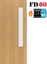 Branded Oak Flush 1L Side Clear Glazed With Ash Trim Internal FD60 Fire Door