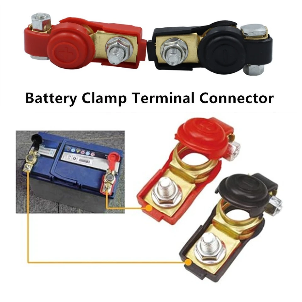 4x Durable Car RV Marine Battery Clamp Terminal Connector Pure Copper Pile Head - Image 4 of 4