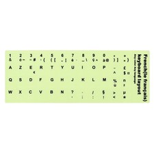 French Keyboard Stickers Glow in the Dark, Keyboard Cover, Black