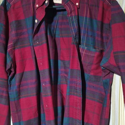 Arrow River Brand Men's Red/Blue/Green Plaid Cotton Woven Button-Down Shirt M