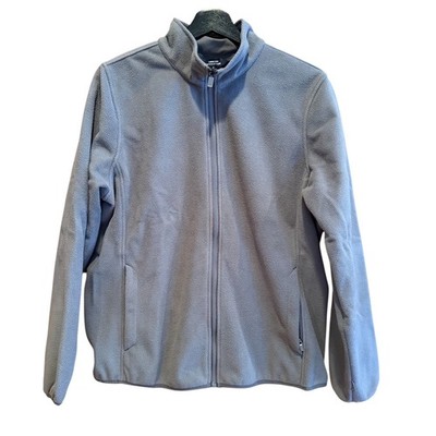 Lands End Outfitters Gray Fleece Full Zip Jacket Womens L Zip Pockets