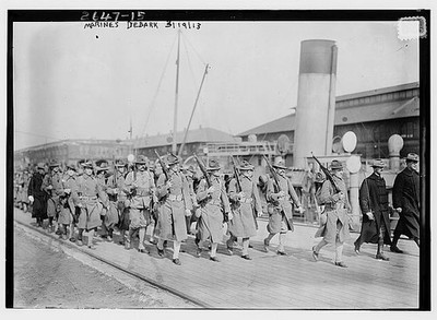American Marines debark,League Island,Philadelphia Naval Shipyard,PA,1913