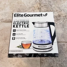 Elite Gourmet 1.7 L Capacity Glass Cordless Electric Kettle Auto Shut Off