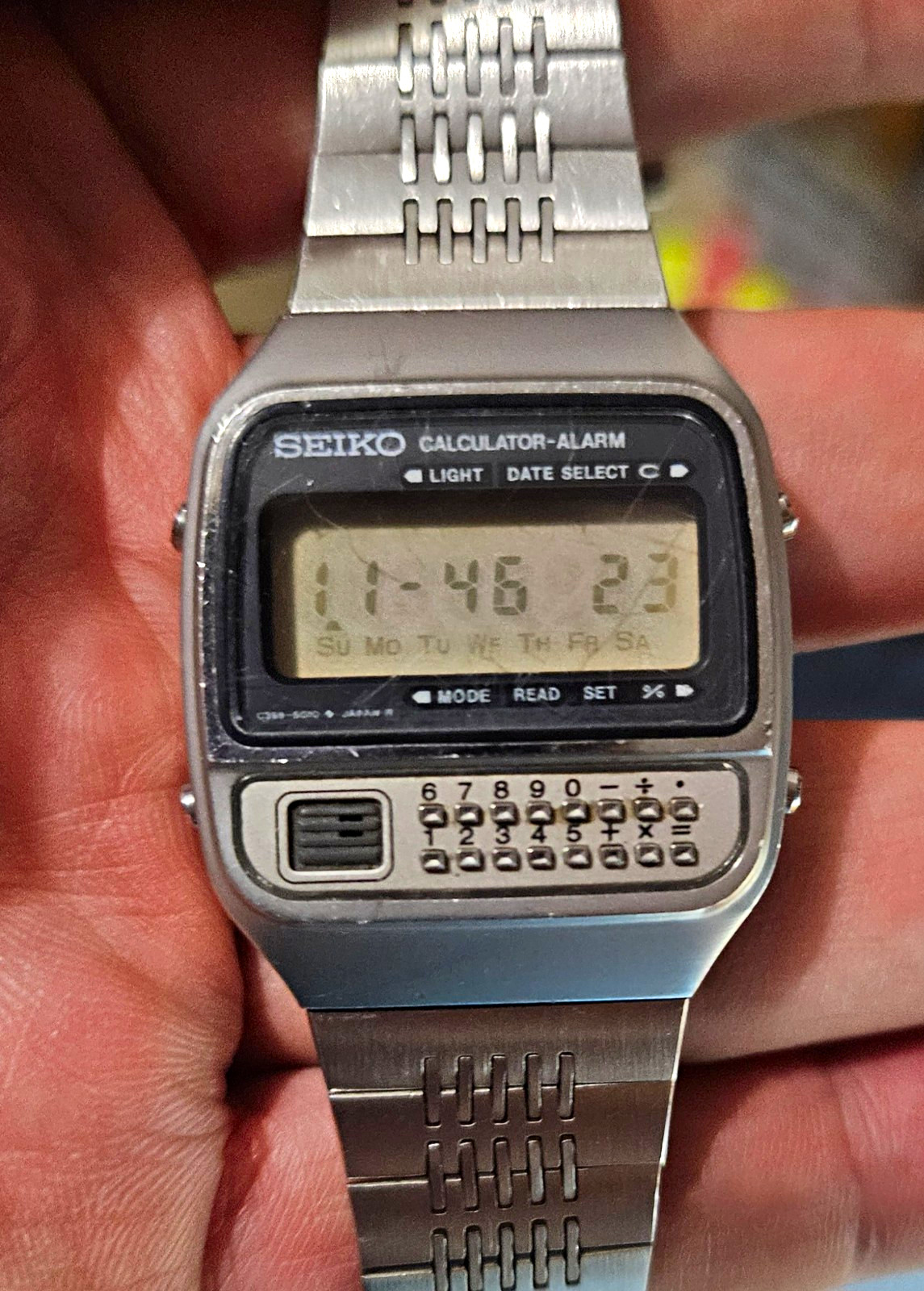 Vintage Seiko C359-5019 Calculator Alarm Digital Watch 1980 As Is