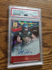 2020 Donruss Elite Justin Herbert Turn The Century Auto Red PSA Gem Mt 10 Pop 5