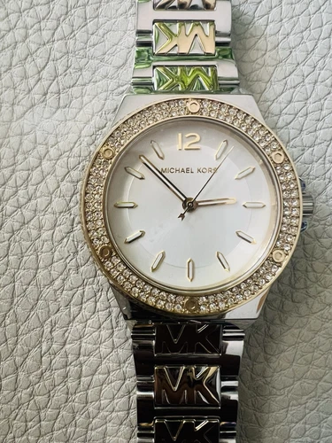 Orologio Michael Kors Lennox Donna Pave Crystal Cinturino Logo MK Bicolore Oro Argento