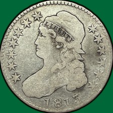 1813 50c/UNI Capped Bust Half Dollar Very Good VG Coin #32873