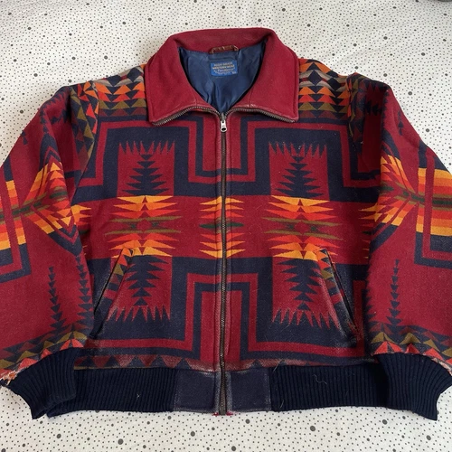 Vintage Pendleton Aztec Jacket Men’s XL Red Wool 1980s