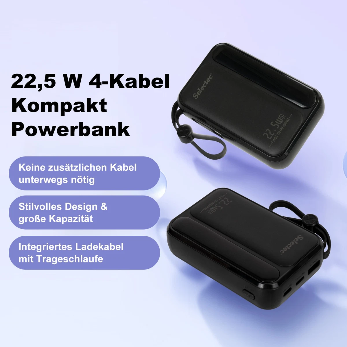 Qtech Q125 Super Fast Charging 66W Power Bank 20000mAh With 4 Charging Cables Price In Pakistan