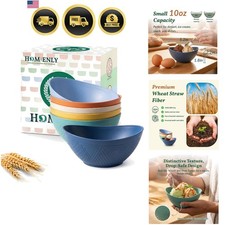 Wheat Straw Bowls Small Serving Bowls Unbreakable 10 OZ 6 Pack