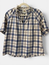 A Shirt Thing Stella Ruffled Neck Popover Shirt 100% Cotton Made In USA Size M