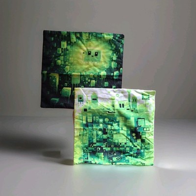 2x Kissen Bezug 40x40 Hülle Minecraft inspiriert Pixel  Creeper Gamer 