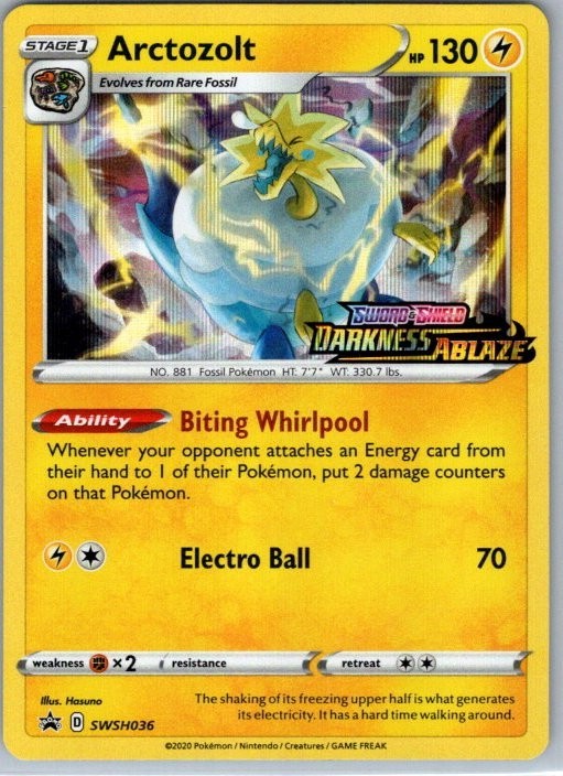 Pokémon Card Arctozolt SWSH036 Darkness Ablaze Prerelease Promo - Near Mint