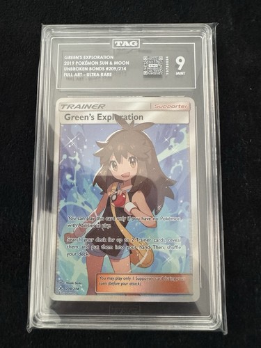 Green's Exploration Full Art Holo TAG Graded Card 209/214 Sm-Unbroken Bonds