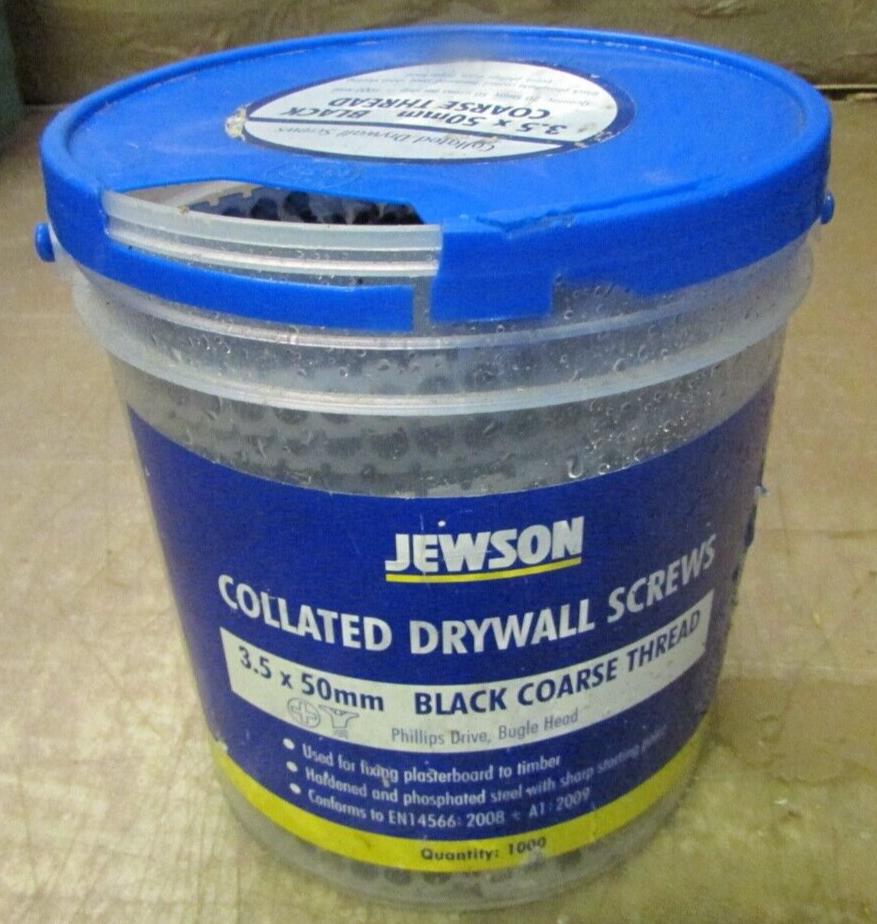 Tub Of Jewson Collated Drywall Screws 3.5. 50mm Black Coarse Thread eBay