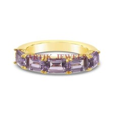 Natural Amethyst Gemstone With 18k Gold Plated Silver Ring for Women's 3223