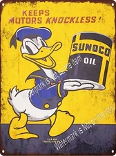 SUNOCO MOTOR OILS CAN DUCK GAS SERVICE STATION Metal Sign 6x12" A764