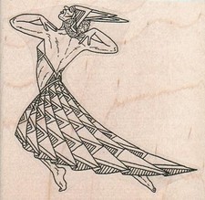 Deco Lady 3 1/2 x 3 1/4" Rubber Stamp, People Stamp, Woman Stamp