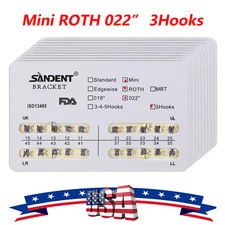 10 bags Dental Orthodontic Braces Bracket Mini Roth 022"Slot w/ 3hooks 200PCS ns