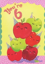 Six Apples Designer Greetings Age 6 / 6th Birthday Card for Girl