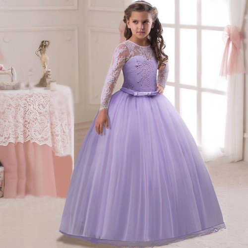 Wedding Party Flower Girls Long Dress Bridesmaid Pageant Christmas Evening Gown - Picture 127 of 228