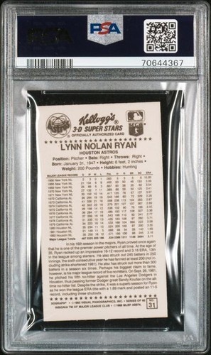 1983 Kelloggs Nolan Ryan #31 PSA 5 - Picture 2 of 2