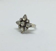 Sterling Silver Mother of Pearl Abalone Flower Ring Size 6 Size 8