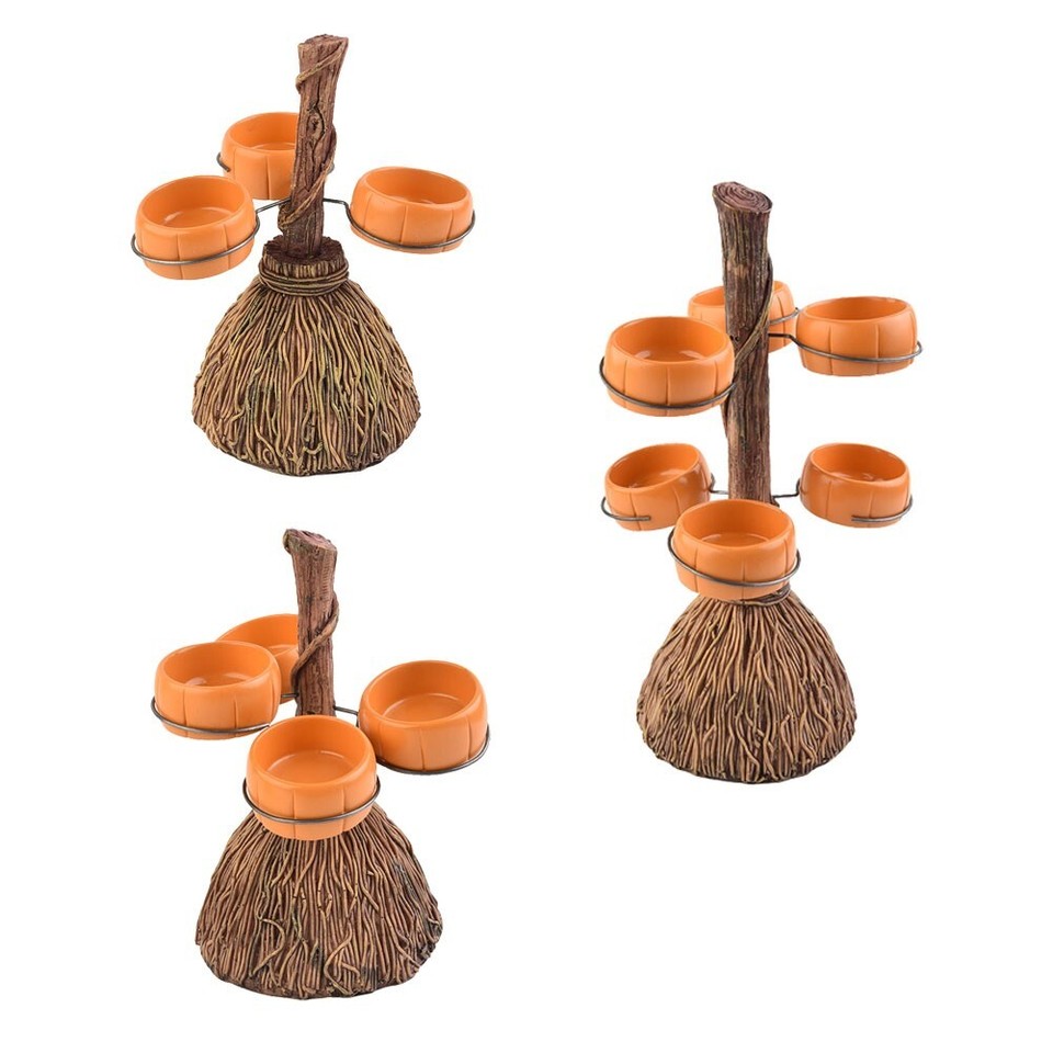 Detachable Broom Stand with Halloween Pumpkin Snack Bowls for Your