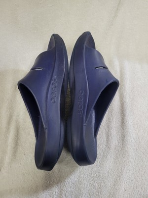 OOFOS OOahh Sport Slide Recovery Slip-on Sandals Blue M8/W10  display picture 2