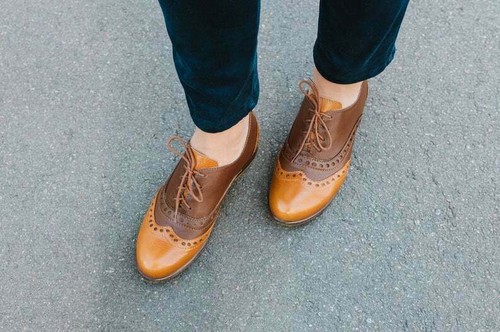 Scarpe stringate Oxford in vera pelle bicolore fatte a mano da donna | eBay