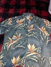 Paradise Found Hawaiian Island Tropical Bird Of ParadiseGreen Shirt XL Preowned